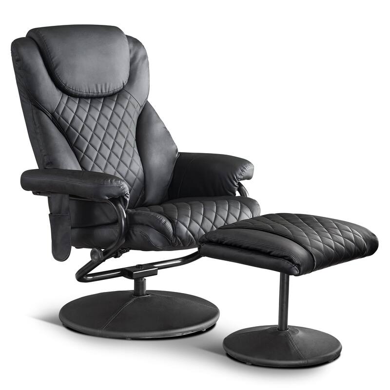MCombo Faux Leather Swivel Massage Recliner with ottoman