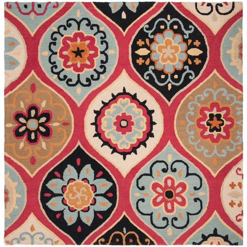 SAFAVIEH Handmade Roslyn Sjannie Modern Floral Wool Rug - 7' Square - Blue/Multi