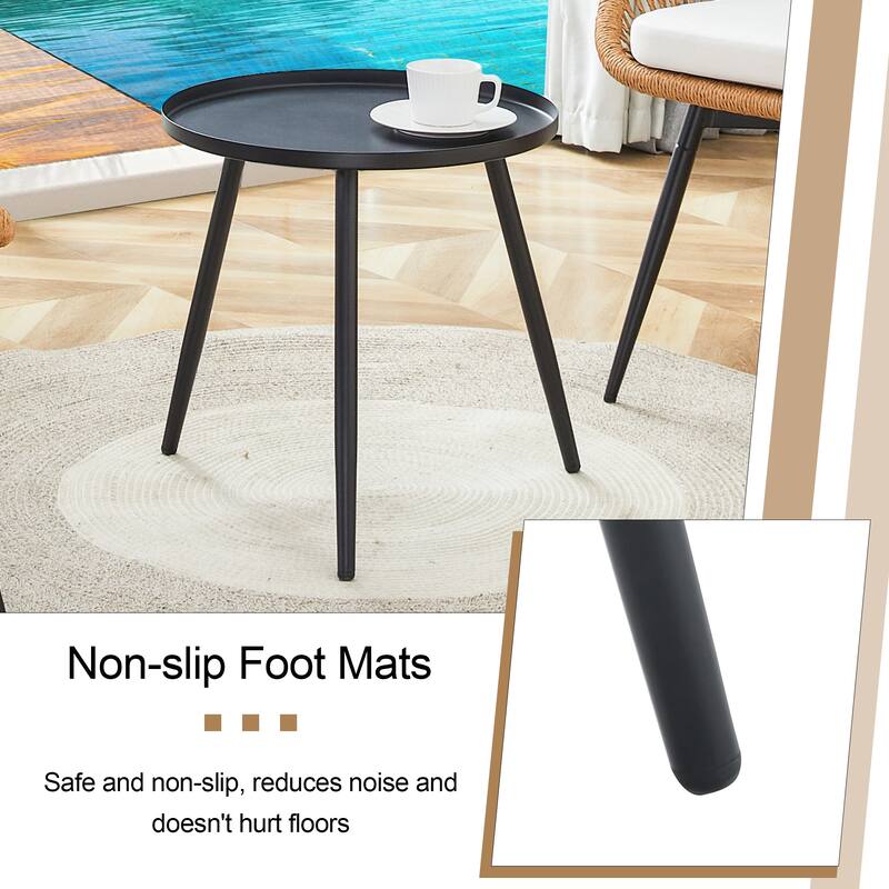 Roomfitters 3-Pcs Outdoor Furniture Set with Rattan Swivel Chairs and Round Coffee Table, Patio Seating, Natural