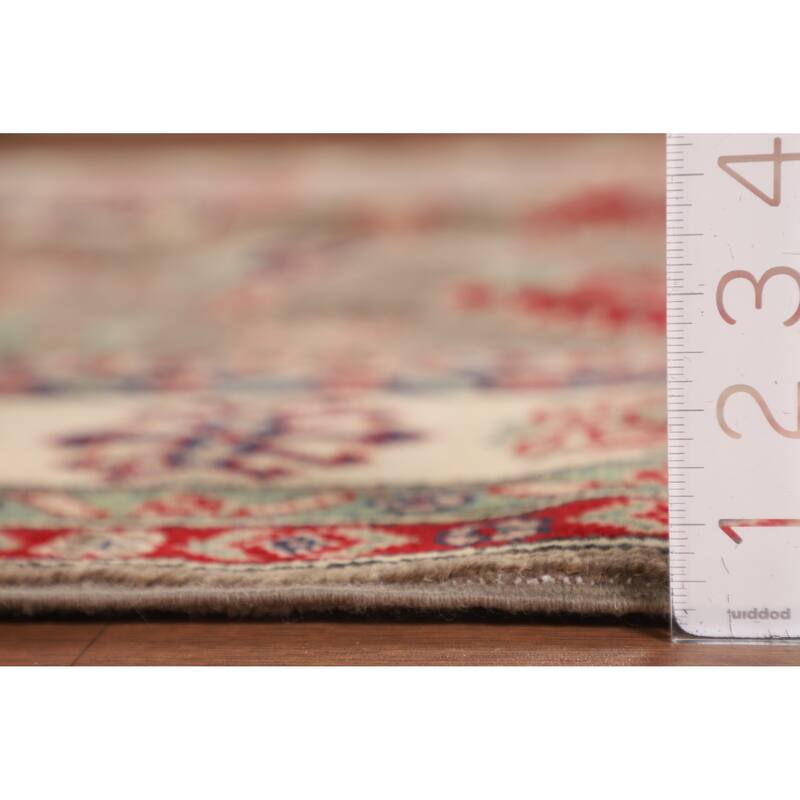 Geometric Kazak Oriental Square Area Rug Hand-Knotted Wool Carpet - 6'8" x 6'6"