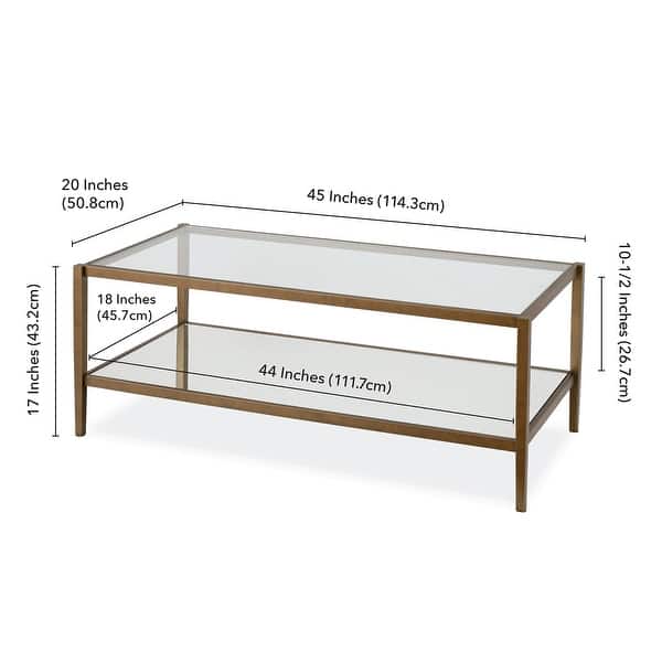 dimension image slide 0 of 4, Hera 45'' Wide Rectangular Coffee Table with Mirror Shelf