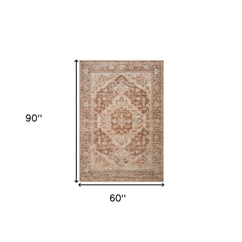 HomeRoots Floral Medallion Traditional Rectangle Area Rug