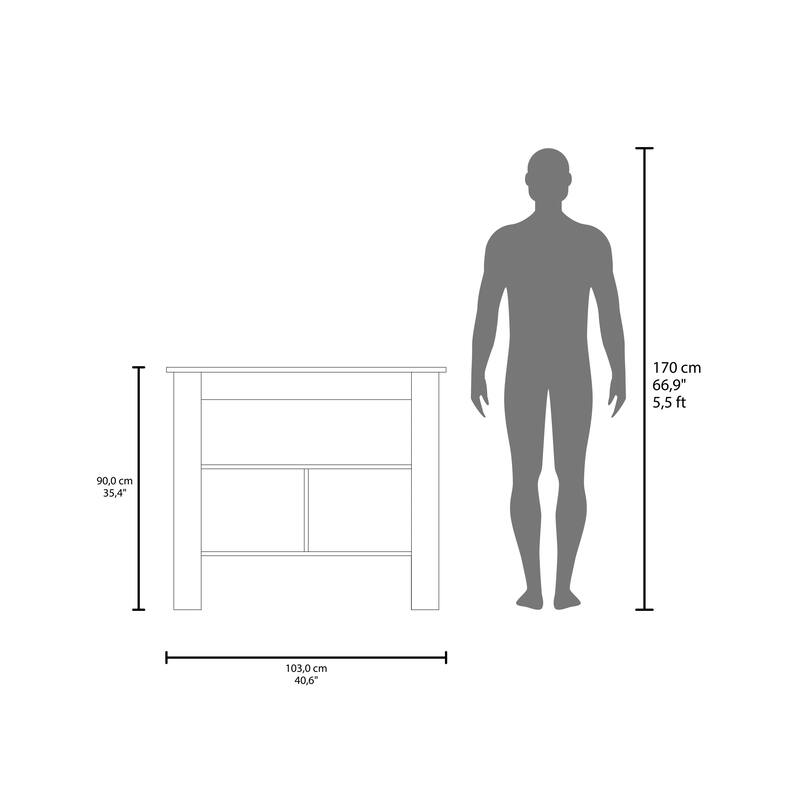 FM Furniture Brooklyn Kitchen Island with Open Storage