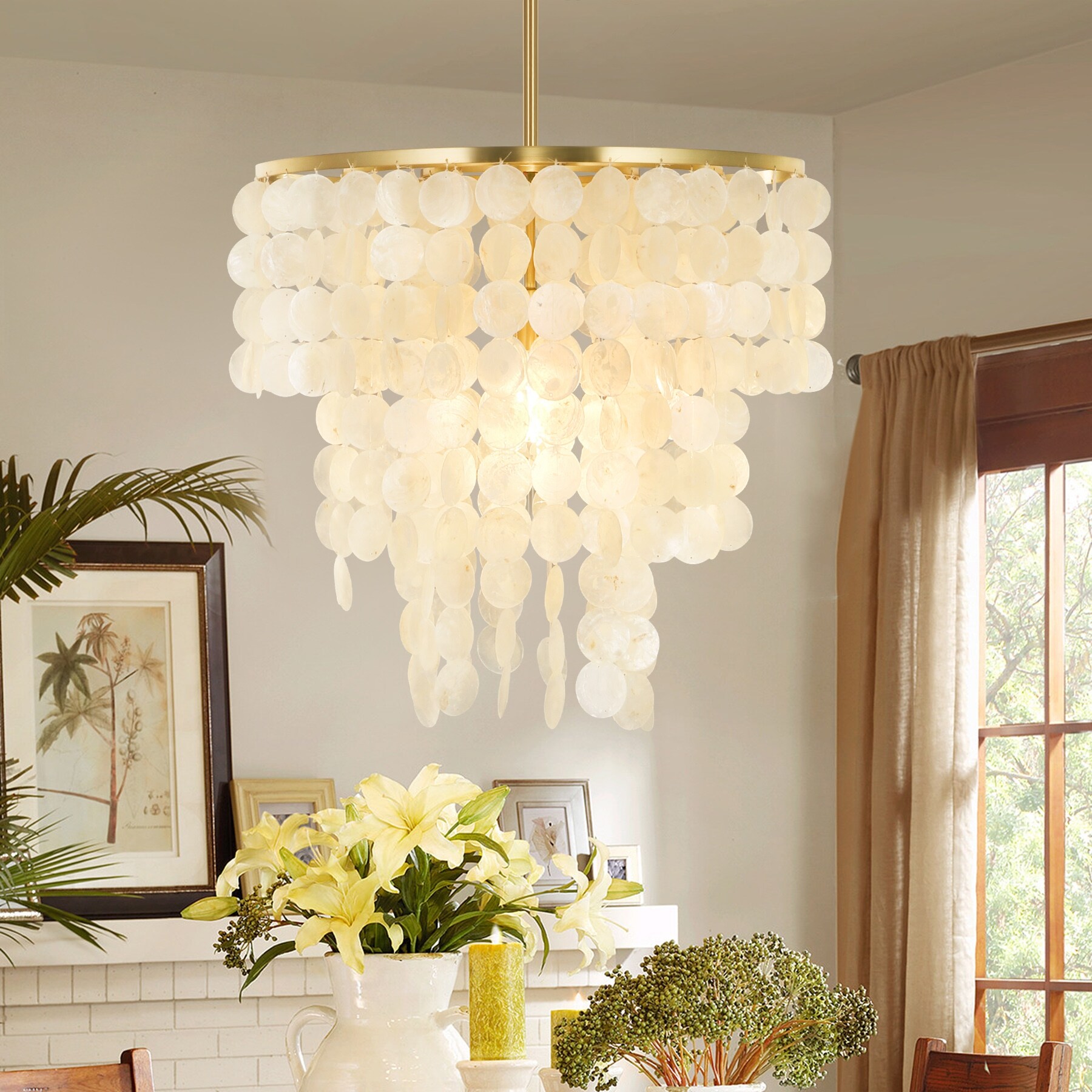 Modern capiz shell chandelier top
