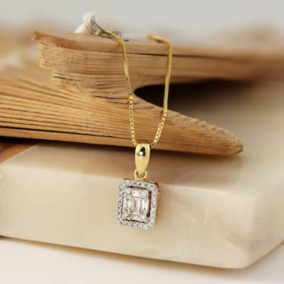 Auriya 1/3cttw Emerald Halo Diamond Necklace 14k Gold (H-I, I1-I2)