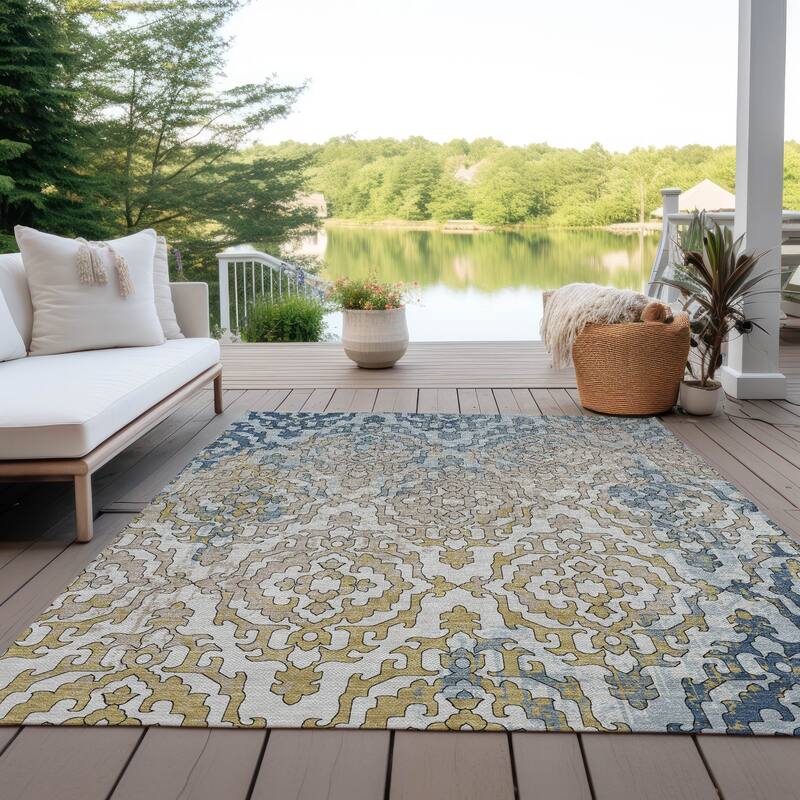 Machine Washable Indoor/ Outdoor Chantille Transitional Rug - Sky - 9' x 12'