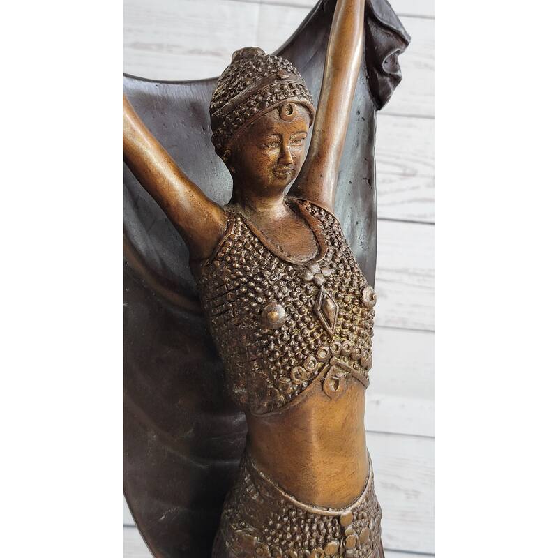 Art Deco Chiparus Russian Dancer Girl With Veil Bronze Statue Sculpture Figure