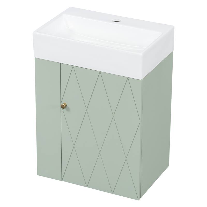 GDFStudio - Lucas Bennett Modern Compact Bathroom Vanity with Decorative Door and Smart Side Storage