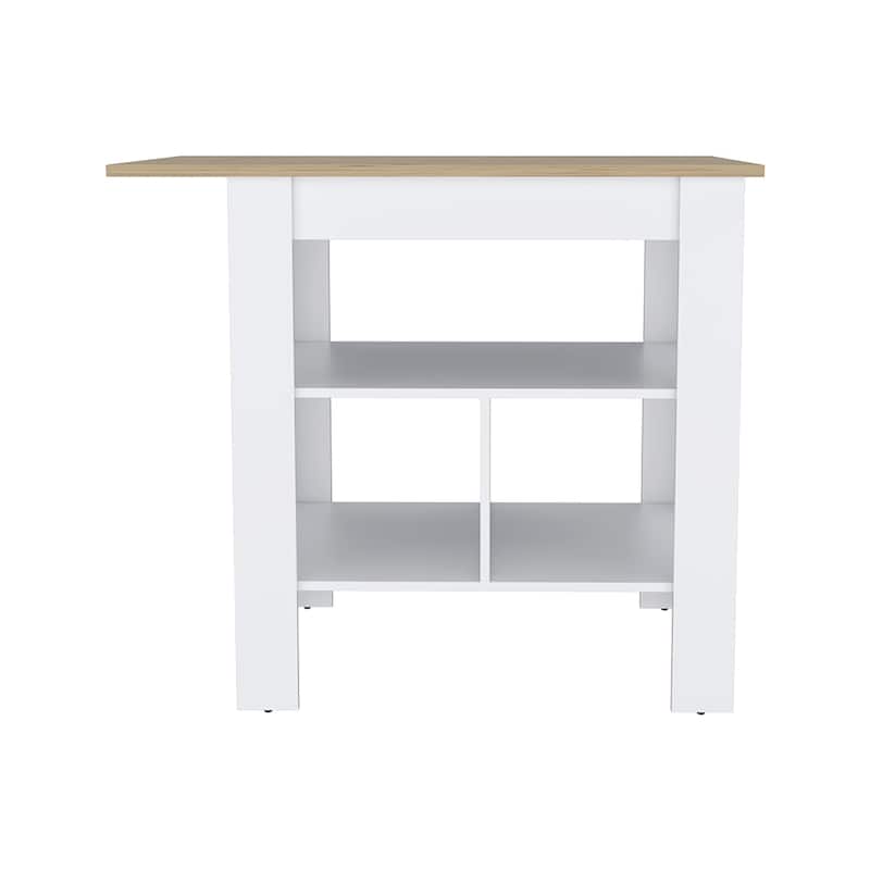 Kitchen Island with 3 Storage Shelves, Wide Top Surface, 35.4" Height, Stylish Modern Design