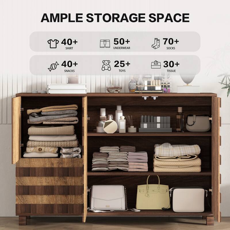 55" Buffet Sideboard Storage Cabinet with 2 Drawers and 3 Doors