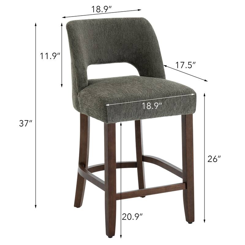 Set of 2/4/6,Upholstered Counter Height Bar Stools,Modern Counter Stools with Wood Legs for Kitchen Island Dining Room Bar