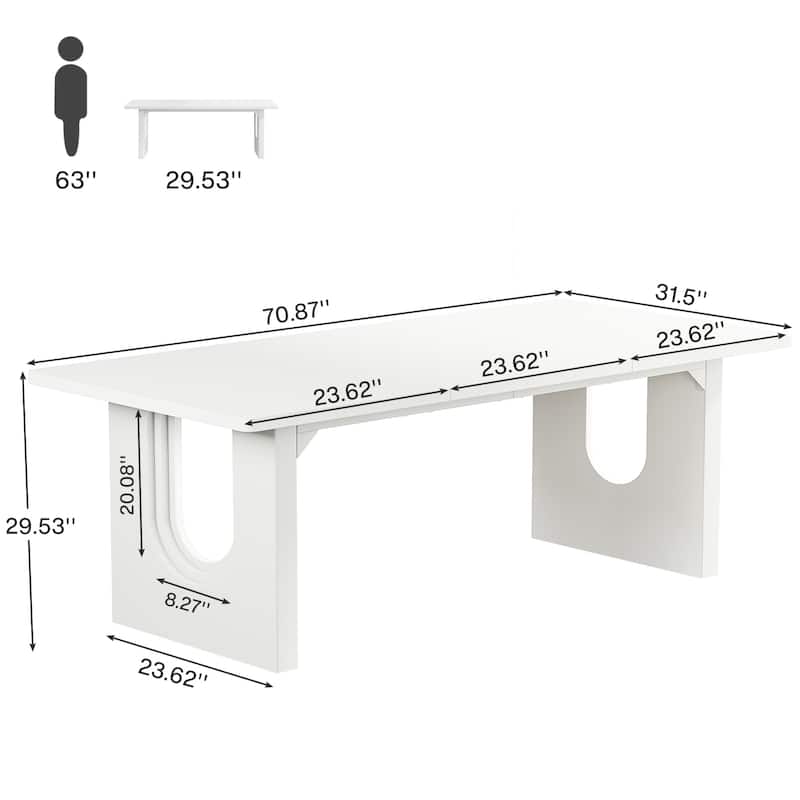 70.89" Rectangle Dining Table for 6-8 People, Modern Simple Wood Kitchen Table