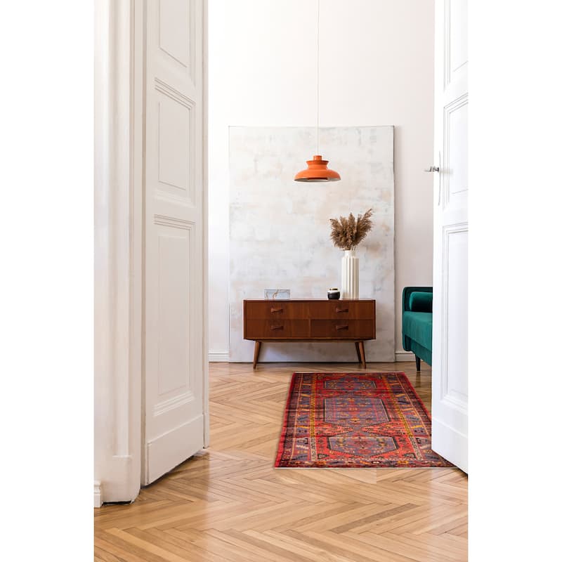 ECARPETGALLERY Hand-knotted Andelz Red Wool Rug - 4'6 x 10'6