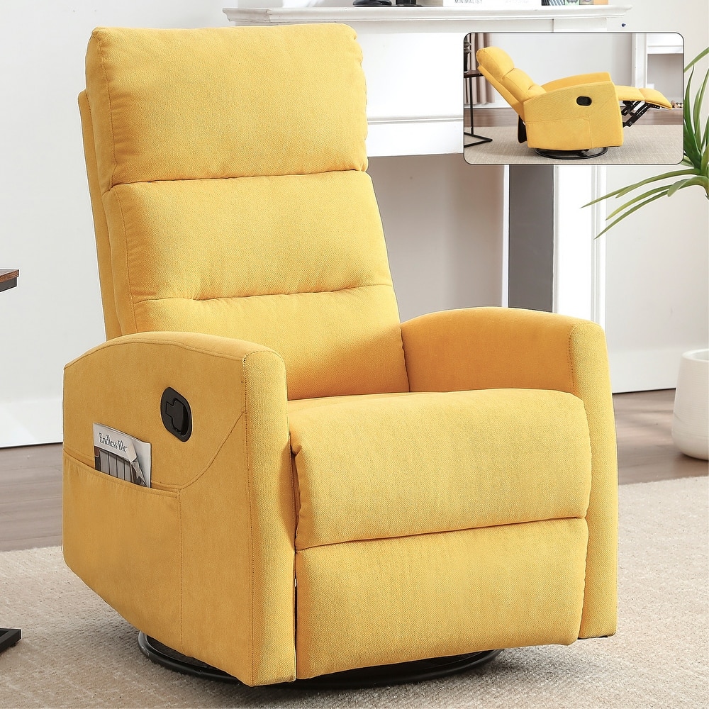 Manual Recliner Chair with Rocker and Swivel in Fabric for Living Room
