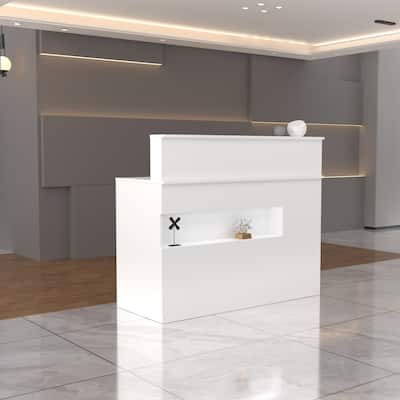 47.2"W 39.2"H Led Illuminated Reception Desk Reception Area Counter