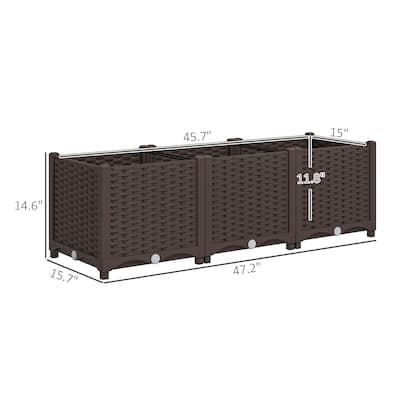 Outsunny 4 x 1 x 1 ft Raised Garden Bed, Indoor Outdoor Plastic Planter Box with Drainage Holes for Vegetables
