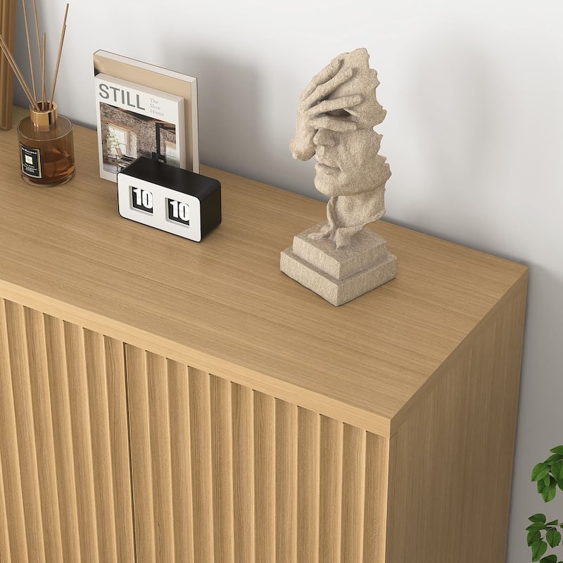 62.6 Inch Buffet Cabinet with Storage, Long Sideboard Cabinet with 4 Doors and Shelves, Wood Coffee Bar Credenza