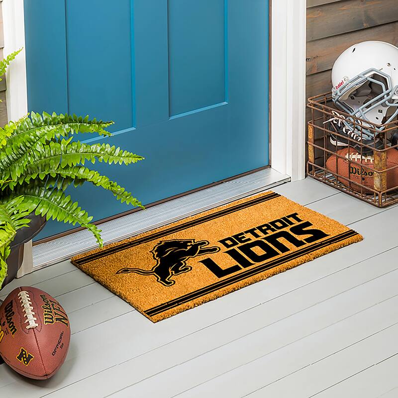 Detroit Lions Monochrome Indoor/Outdoor Coir Door Mat - 28" x 16"
