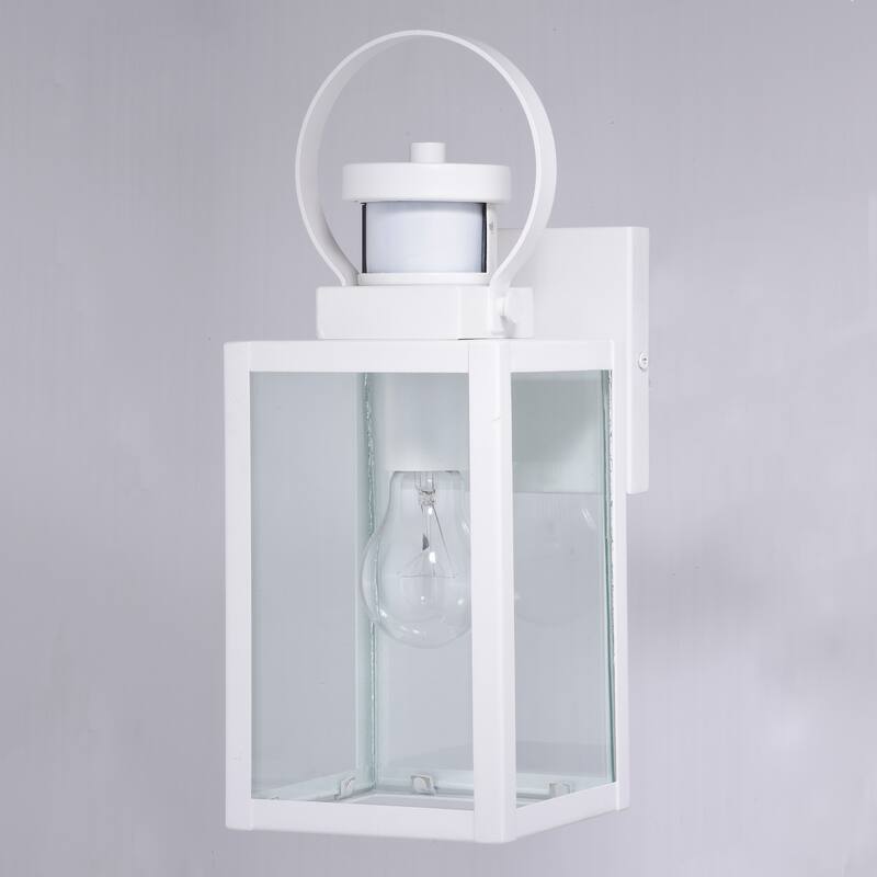 Medinah Motion Sensor Dusk to Dawn Outdoor Wall Light Clear Glass - 5-in. W x 13.25-in. H x 6.5-in. D