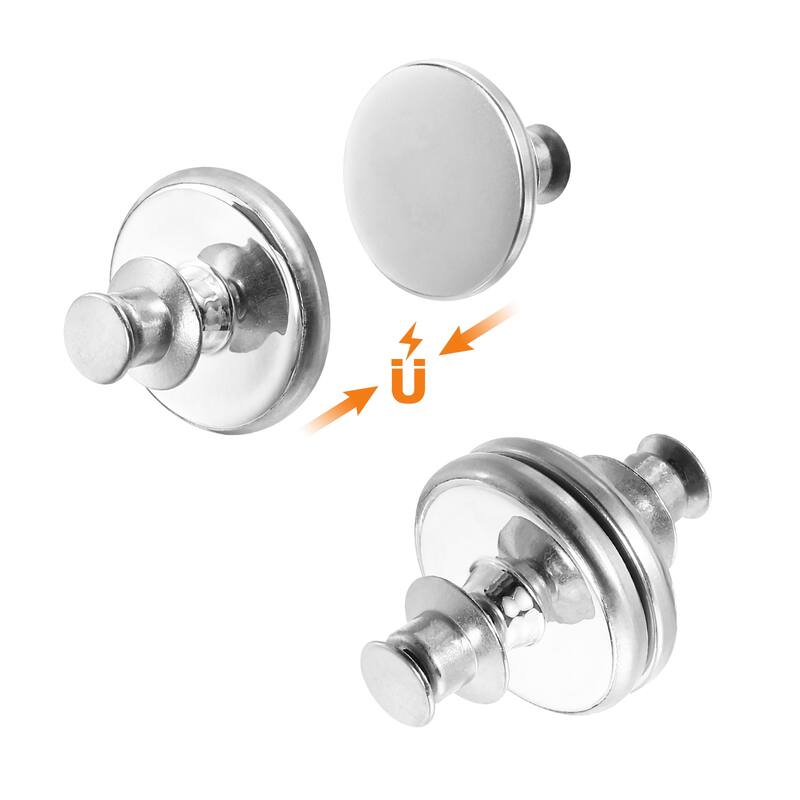 Curtain Magnets Closure, Detachable Round Magnetic Curtain Clips, 0.79" - Silver