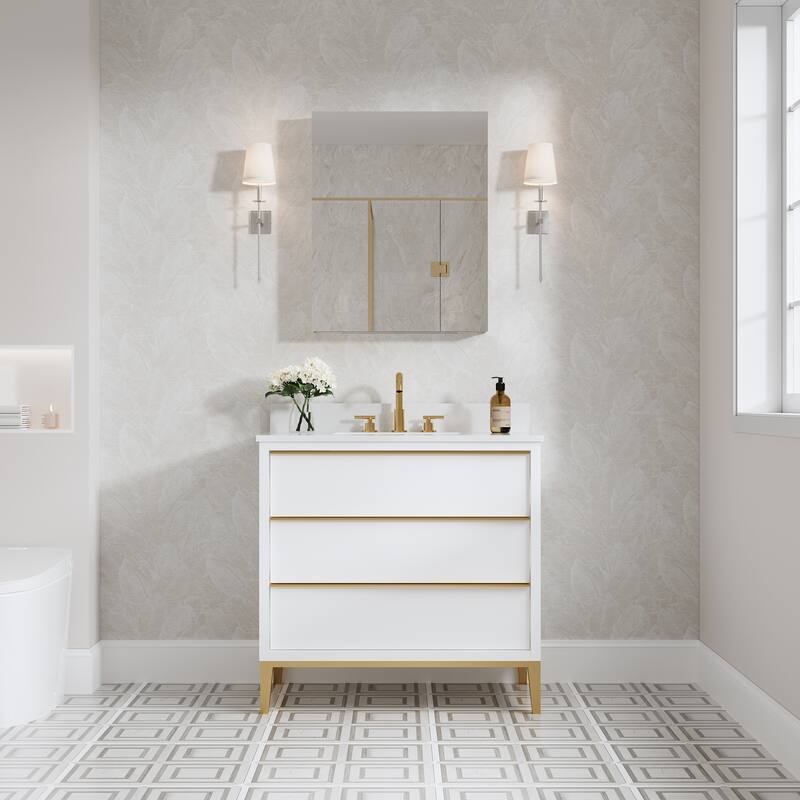 Recessed or Surface Wall Mount Bathroom Medicine Cabinet With Adjustable Glass Shelves