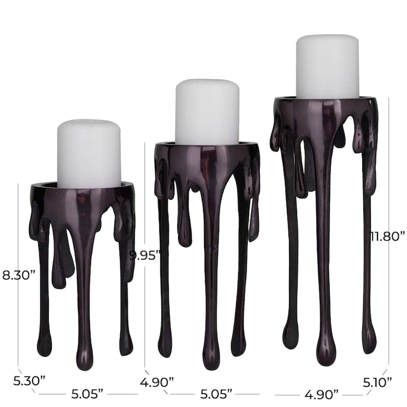 CosmoLiving by Cosmopolitan Silver, Gold or Black Aluminum Abstract Pillar Drip Candle Holder (Set of 3)