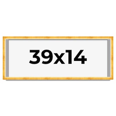 39x14 Shadow Box Frame Gold | 1.625 Inches Deep Real Wood Traditional