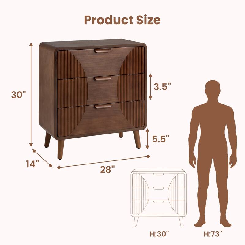 COSIEST Modern Brown Nightstand with Drawers