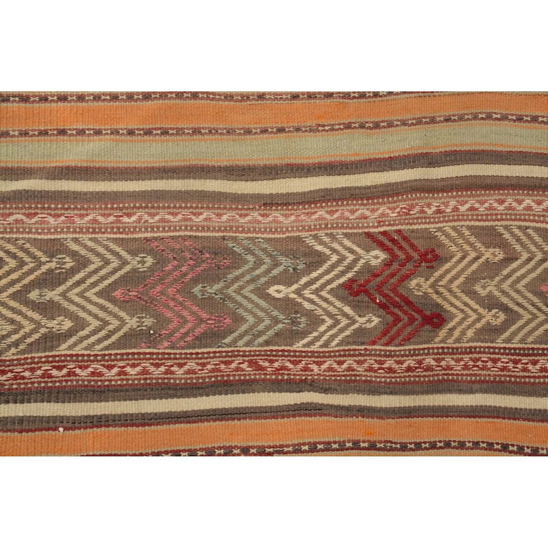 Hand Woven Oriental 100% Wool Carpet Southwestern Tribal Multi-Colored Kilim Area Rug - 6' 11'' X 3' 8''