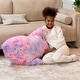 preview thumbnail 11 of 17, Raven-Symoné Finn the Shark Sea Buddy Large Kids Stuffed Animal Bean Bag and Pouf Synthetic Fur Unicorn Pink