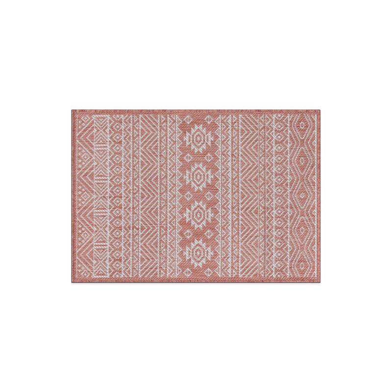 World Rug Gallery Distressed Geometric Bohemian Textured Flat Weave Indoor/Outdoor Area Rug