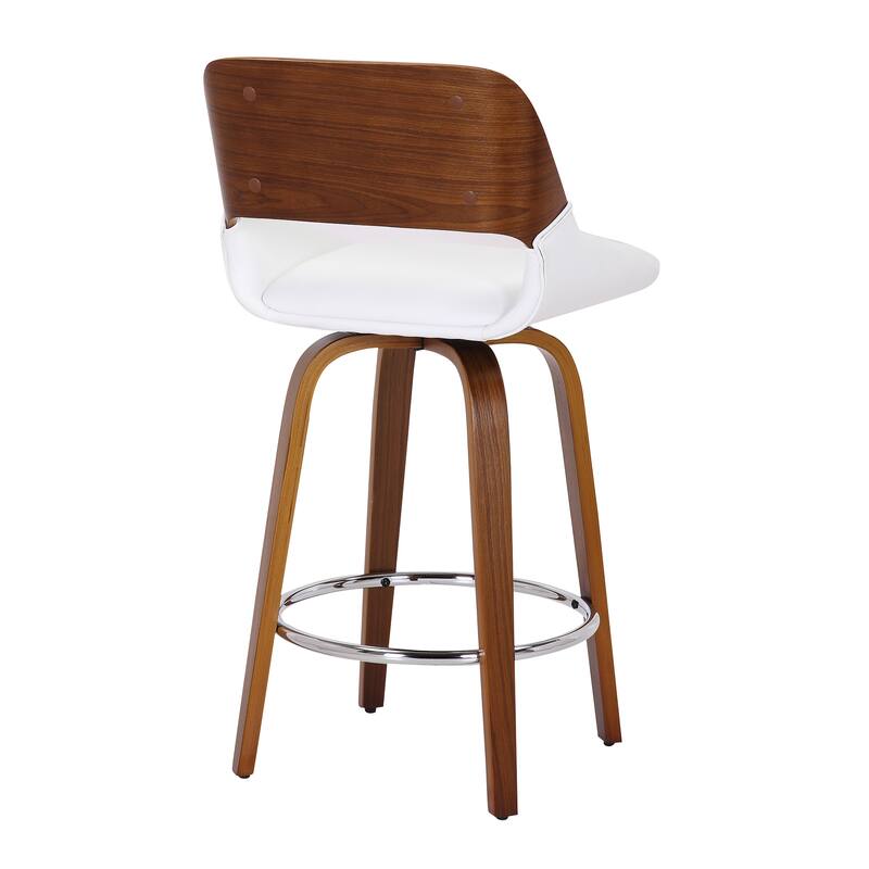 Mid-Century Fabric and Wood 26" Counter Stool with Swivel