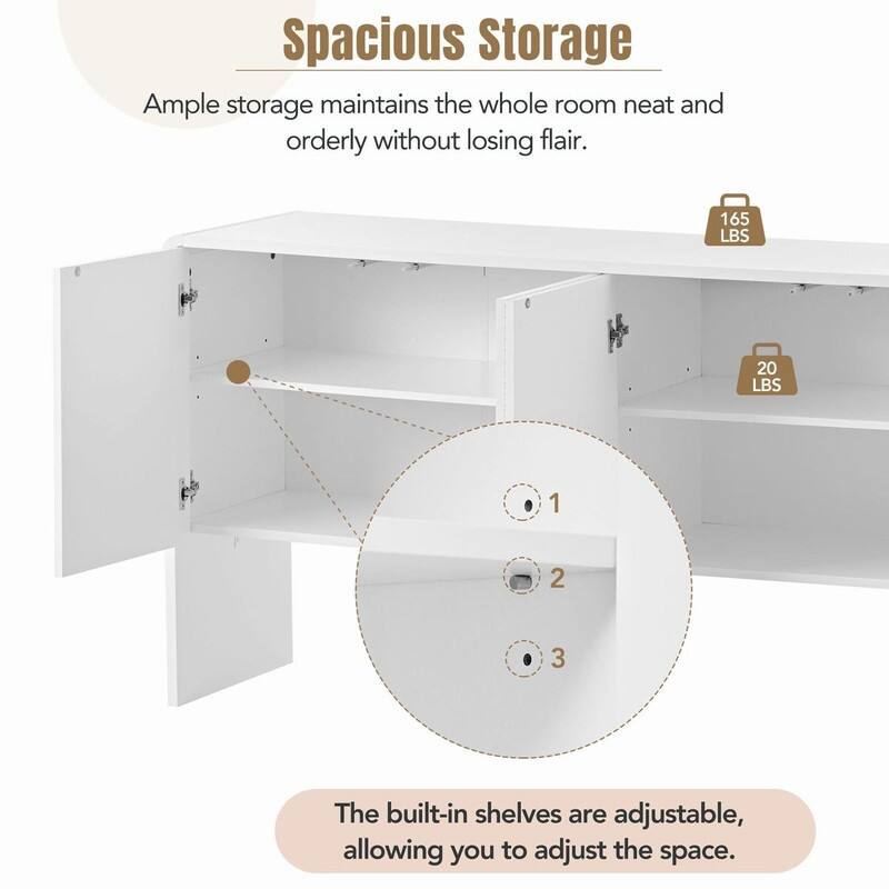 60"L Large Storage Space Sideboard with 4 Doors