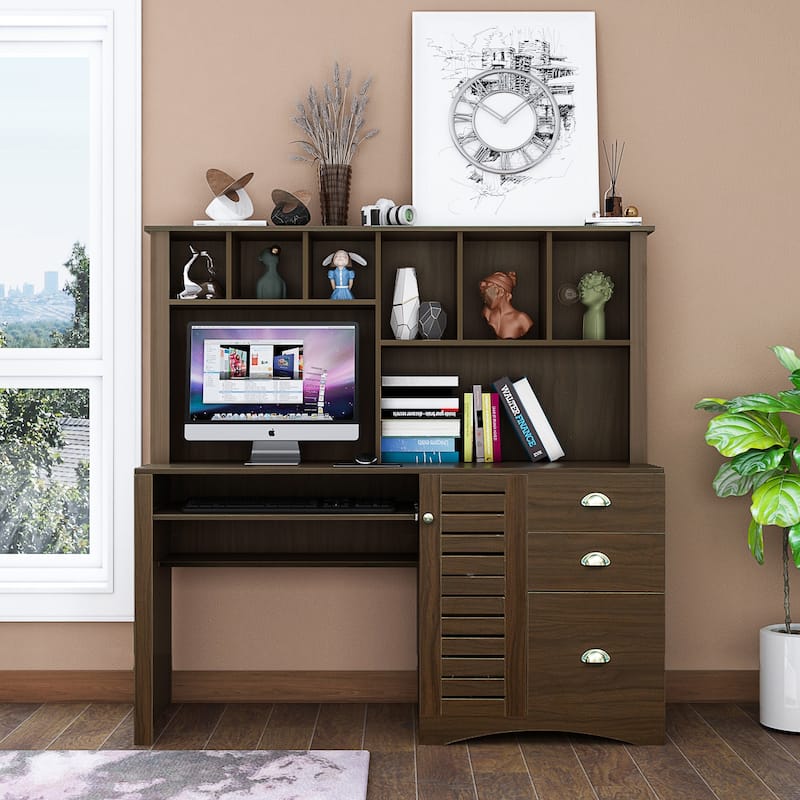 60“ L Shaped Desk with Hutch and Storage Computer Desk Office Desk