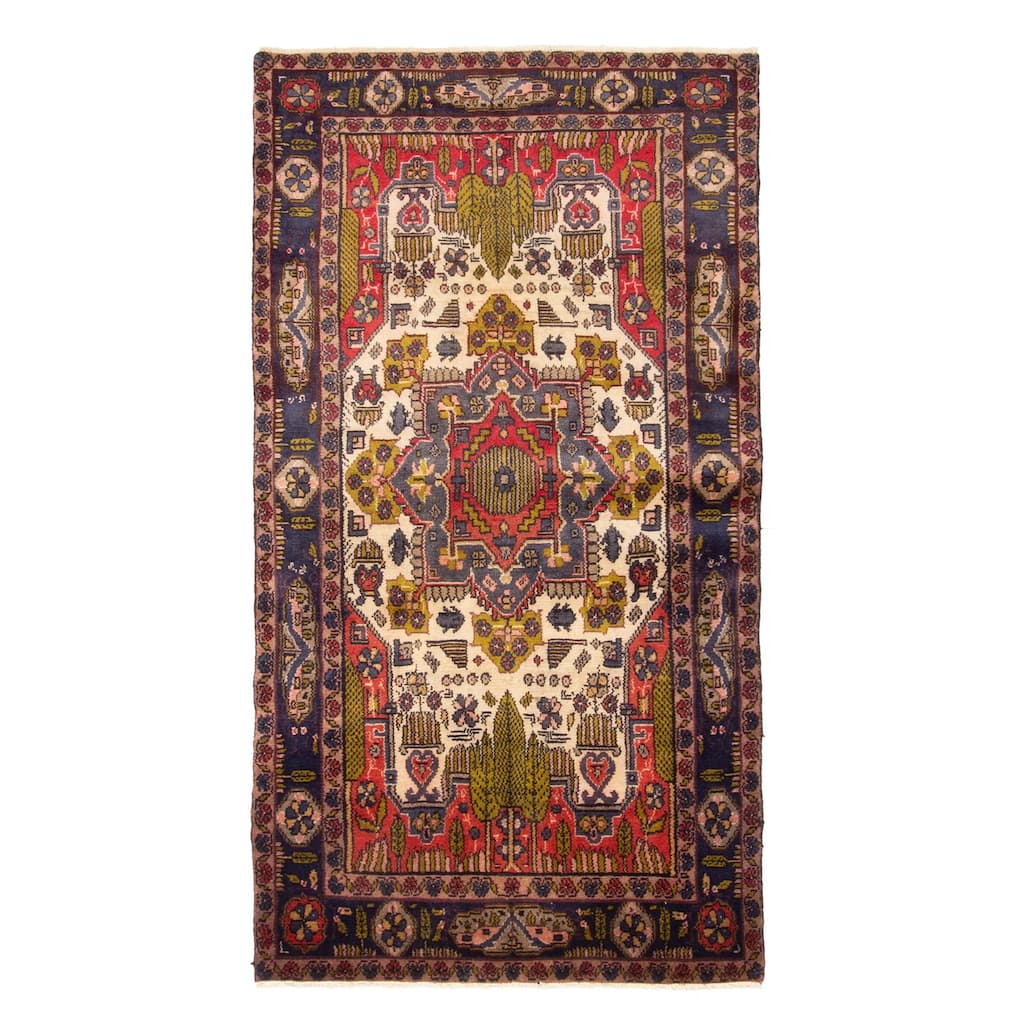 ECARPETGALLERY Hand-knotted Anatolian Cream Wool Rug - 3'2 x 6'2