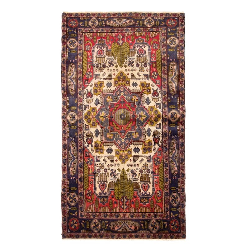 ECARPETGALLERY Hand-knotted Anatolian Cream Wool Rug - 3'2 x 6'2