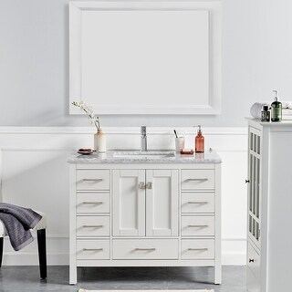 Shop Black Friday Deals On Eviva Hampton 36 X 18 Inch White Transitional Bathroom Vanity With White Carrara Countertop And Undermount Porcelain Sink Overstock 30891929