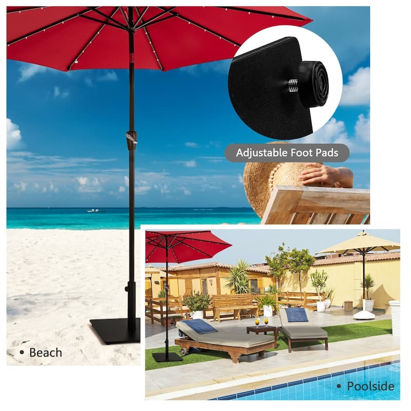 Steel Heavy Duty Patio Market Umbrella Base with 3 Adapters for Backyard - 20''x20'' (L x W x H)