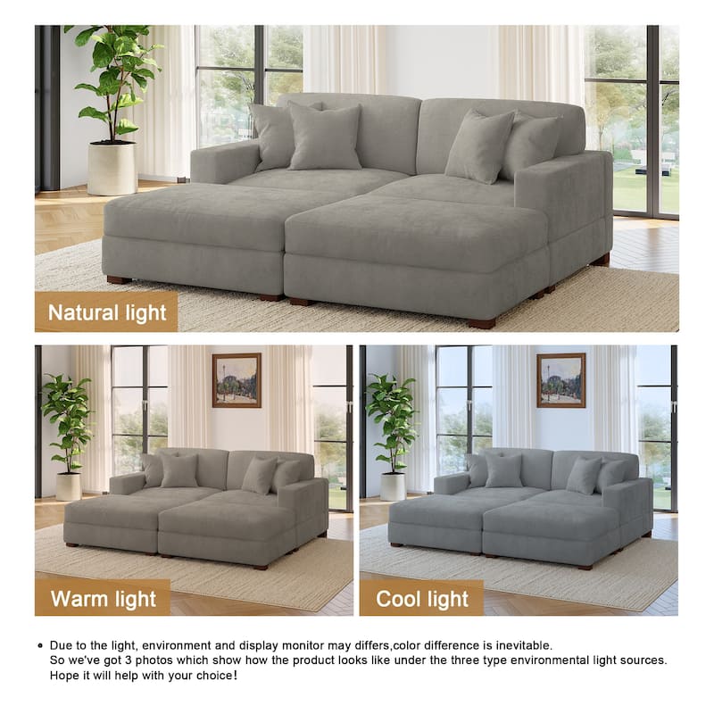 Modern Chenille Oversized Modular Sectional Sofa with 2 Ottoman