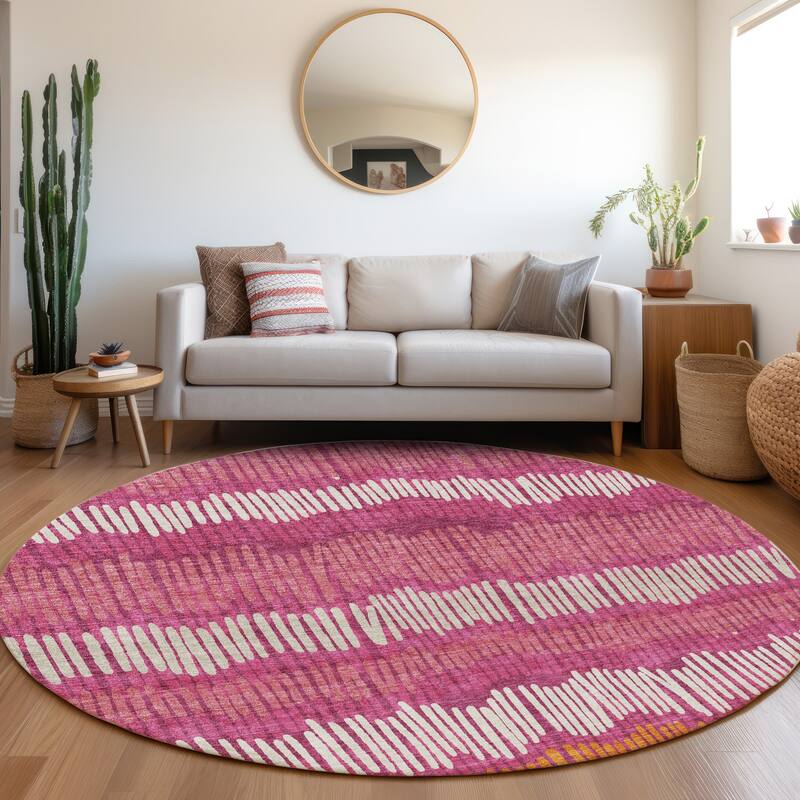 Premium Washable Super Soft Modern Sketches Mayfield Rug - Blush - 8' x 8'