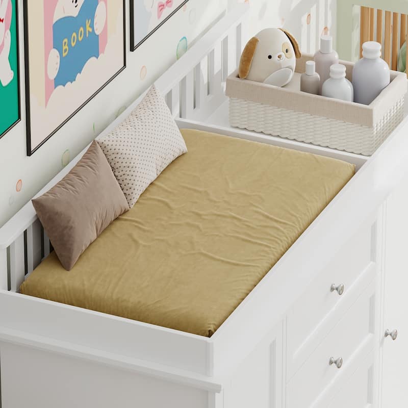 Multipurpose Nursery Dresser with 4 Drawers & Safety Rail