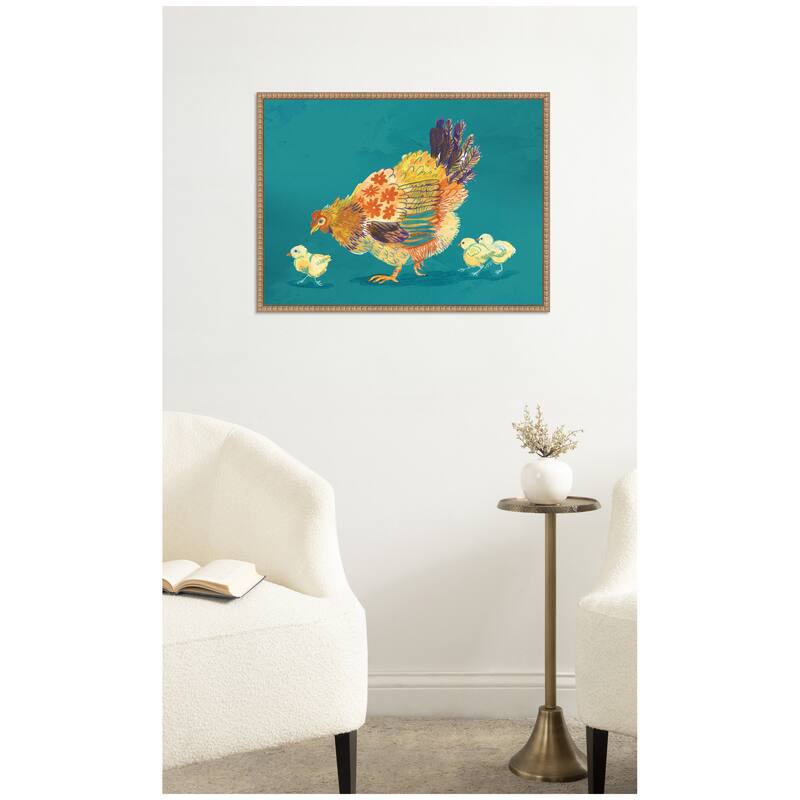 Kate and Laurel Mother Hen by Lucia Gianello Framed Canvas Wall Art Print