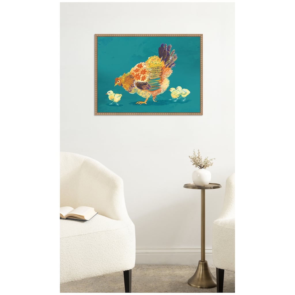 Kate and Laurel Mother Hen by Lucia Gianello Framed Canvas Wall Art Print