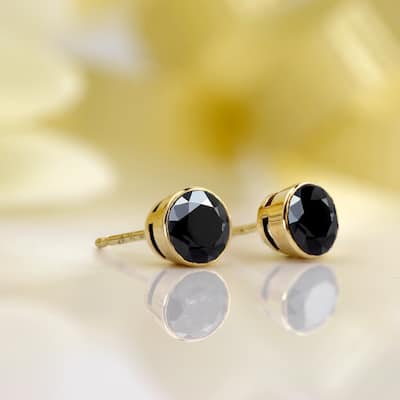 Auriya 1/2 to 4ctw Round Black Diamond Stud Earrings 14k Yellow Gold Bezel-set