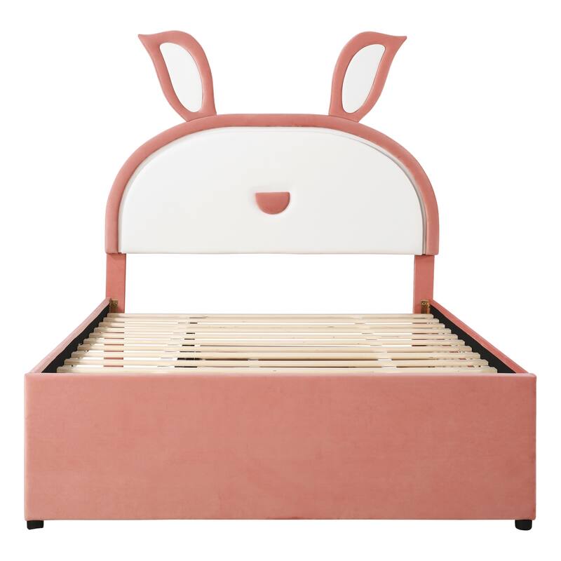 Upholstered Platform Bed with Trundle and 3 Drawers