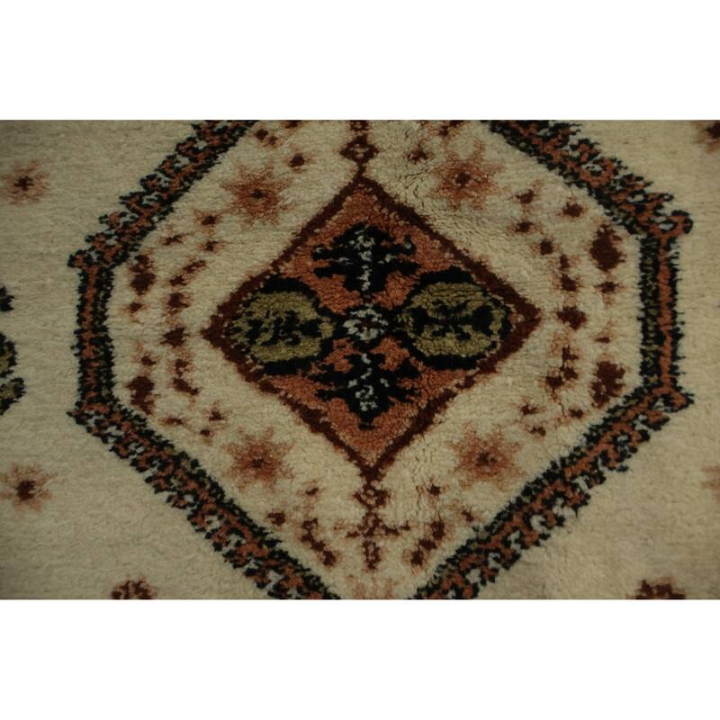 Hand Knotted Oriental 100% Wool Carpet Modern Floral Beige & Ivories Moroccan Area Rug - 10' 1'' X 7' 1''
