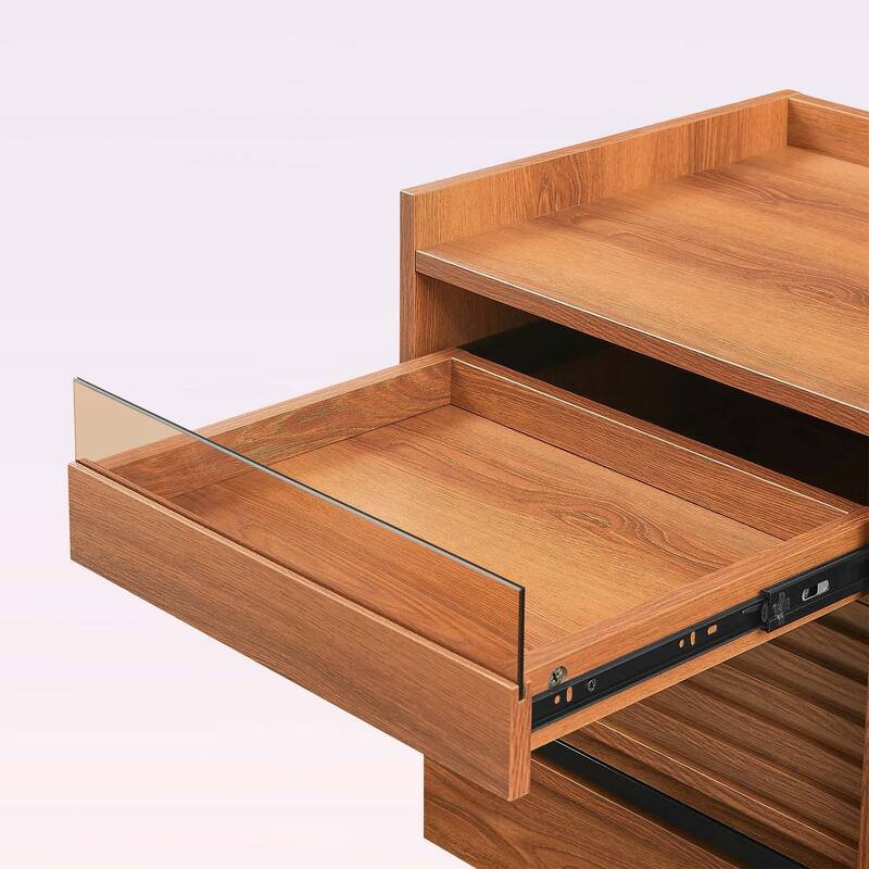Modern Nightstand with Charging Station and LED Lights