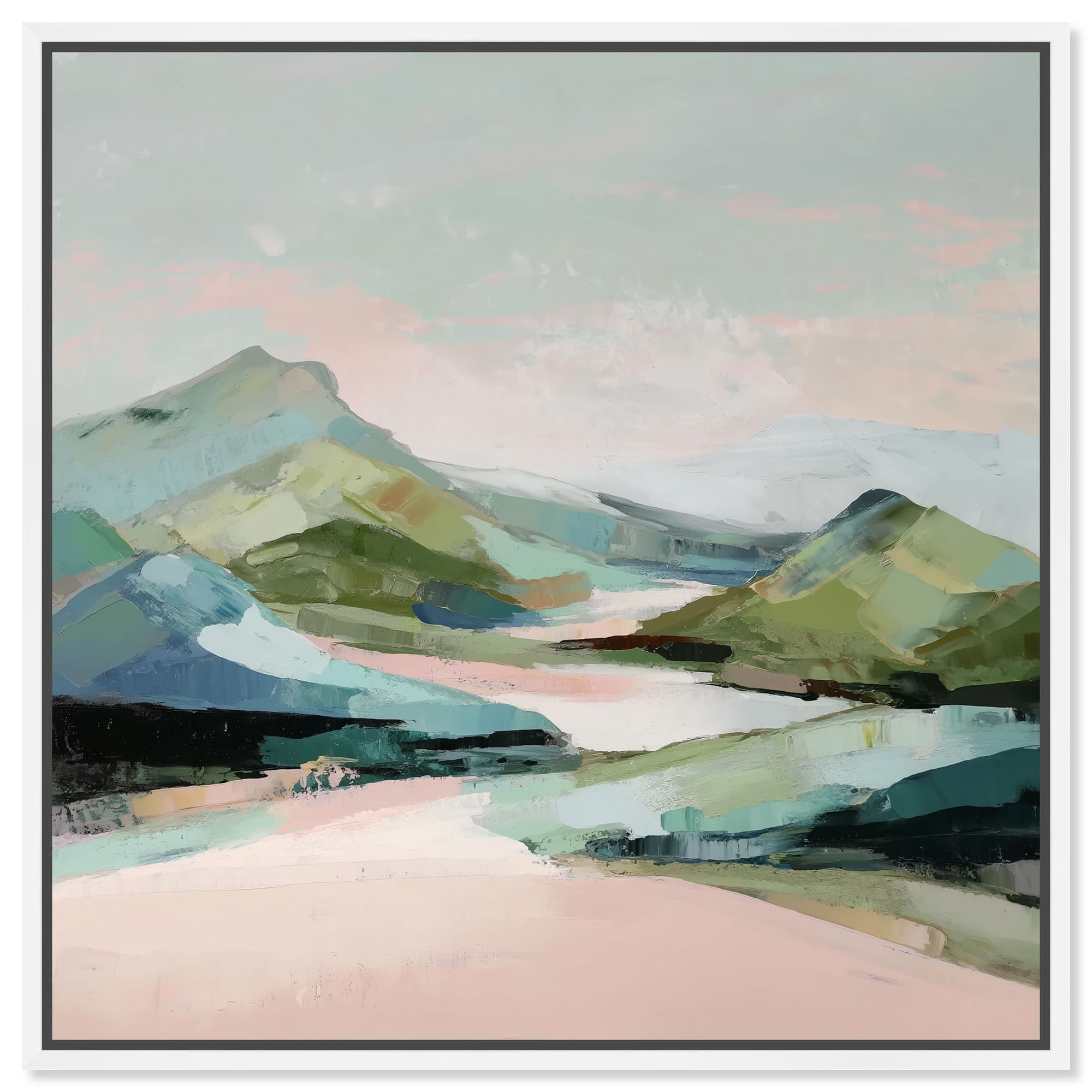 Memory of a Mountain I Green Decor Framed Canvas Print by Art Remedy