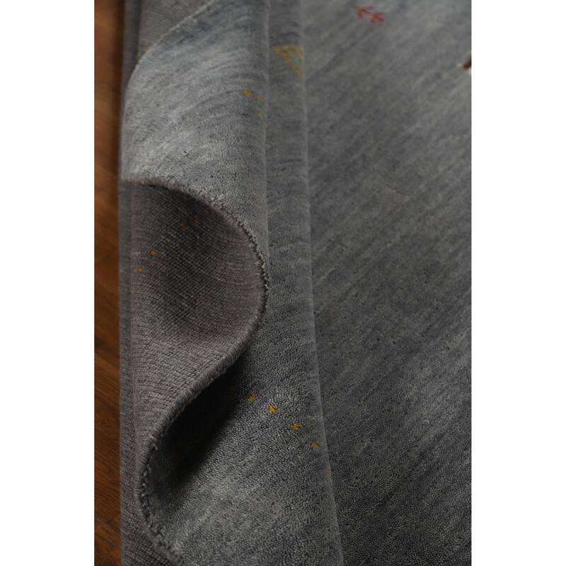 Hand Knotted Oriental 100% Wool Carpet Tribal Animal Pictorial Greys & Charcoal Gabbeh Area Rug - 7' 9'' X 5' 9''