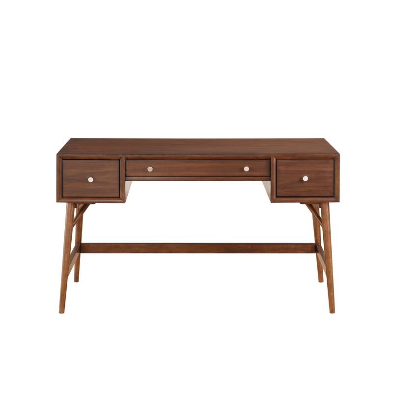 Brown Finish Stylish Writing Desk Storage Drawers